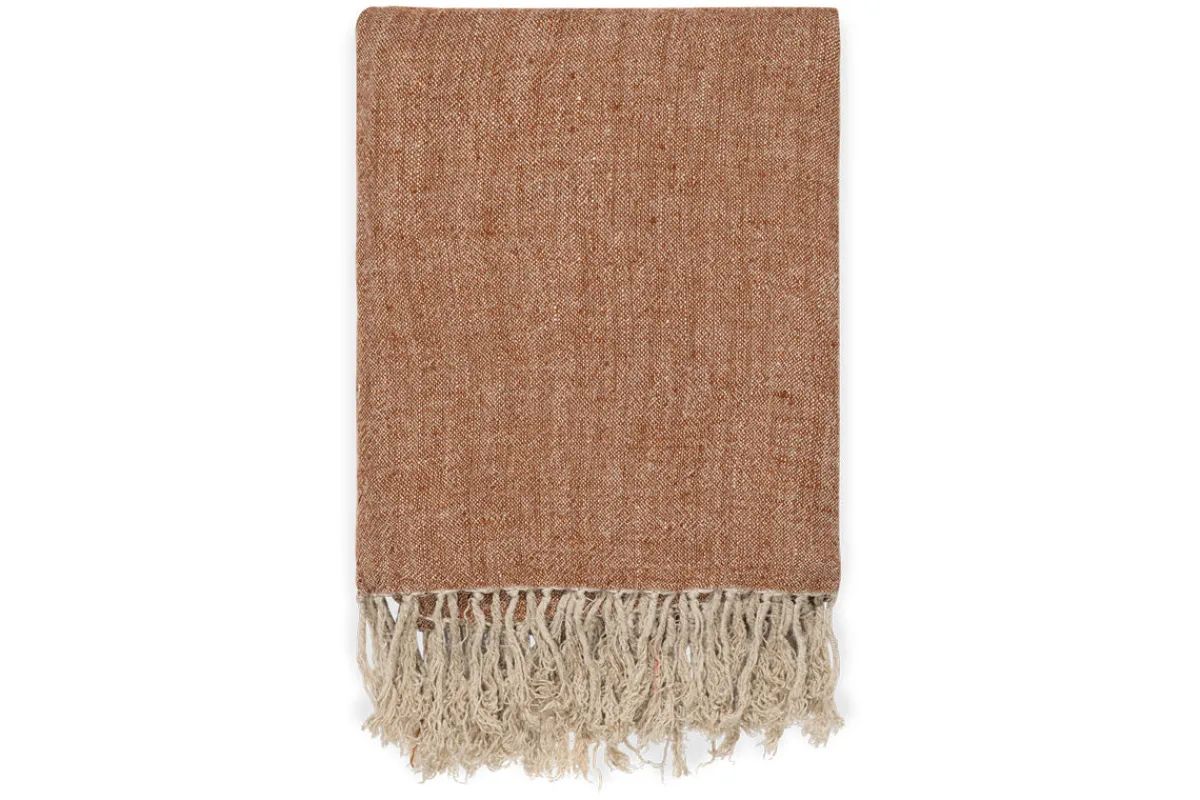 Bedroom Textiles|Blankets & Throws^Nkuku Kana Linen Throw - Rust