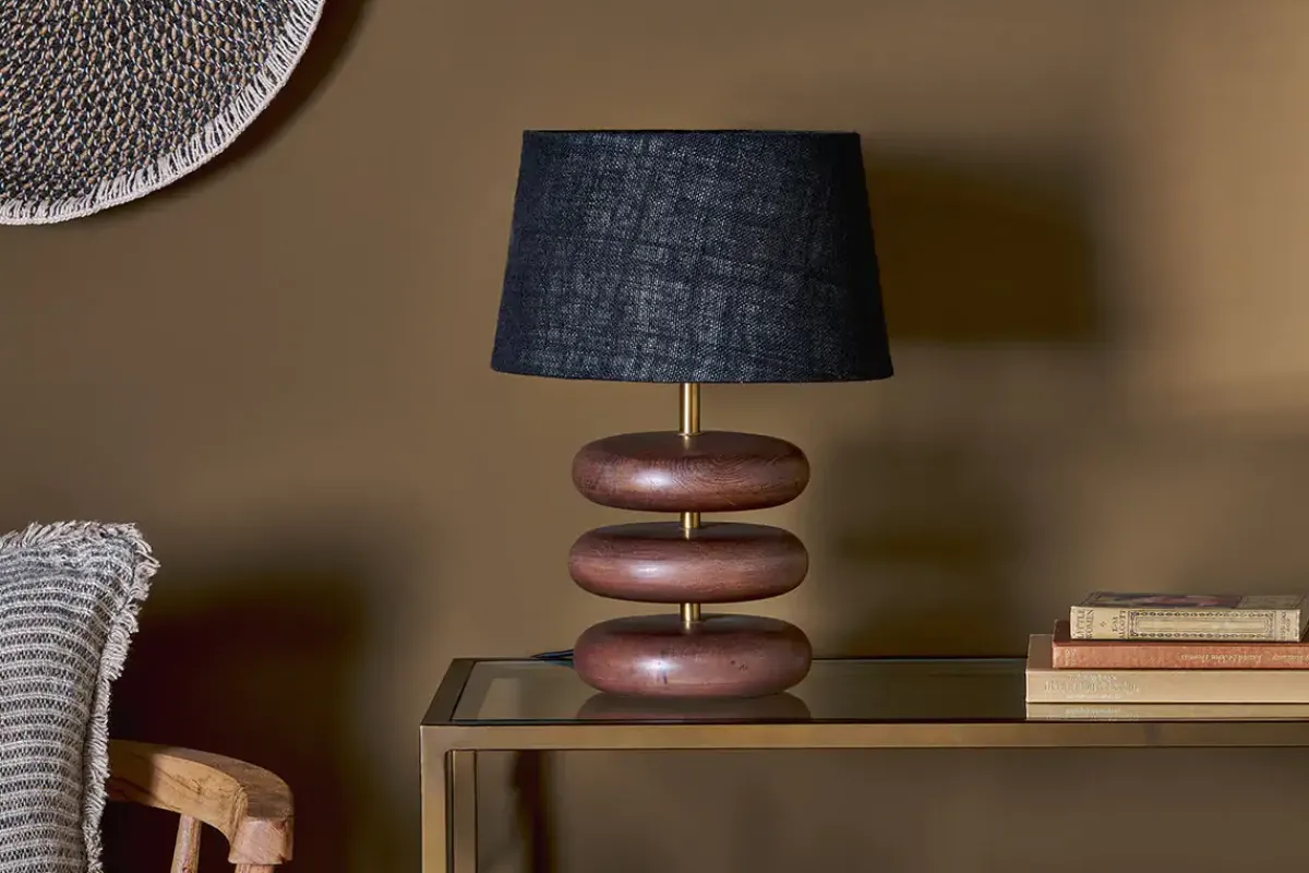 Bedside Lamps|Table Lamps^Nkuku Kankad Mango Wood Table Lamp - Dark Stain