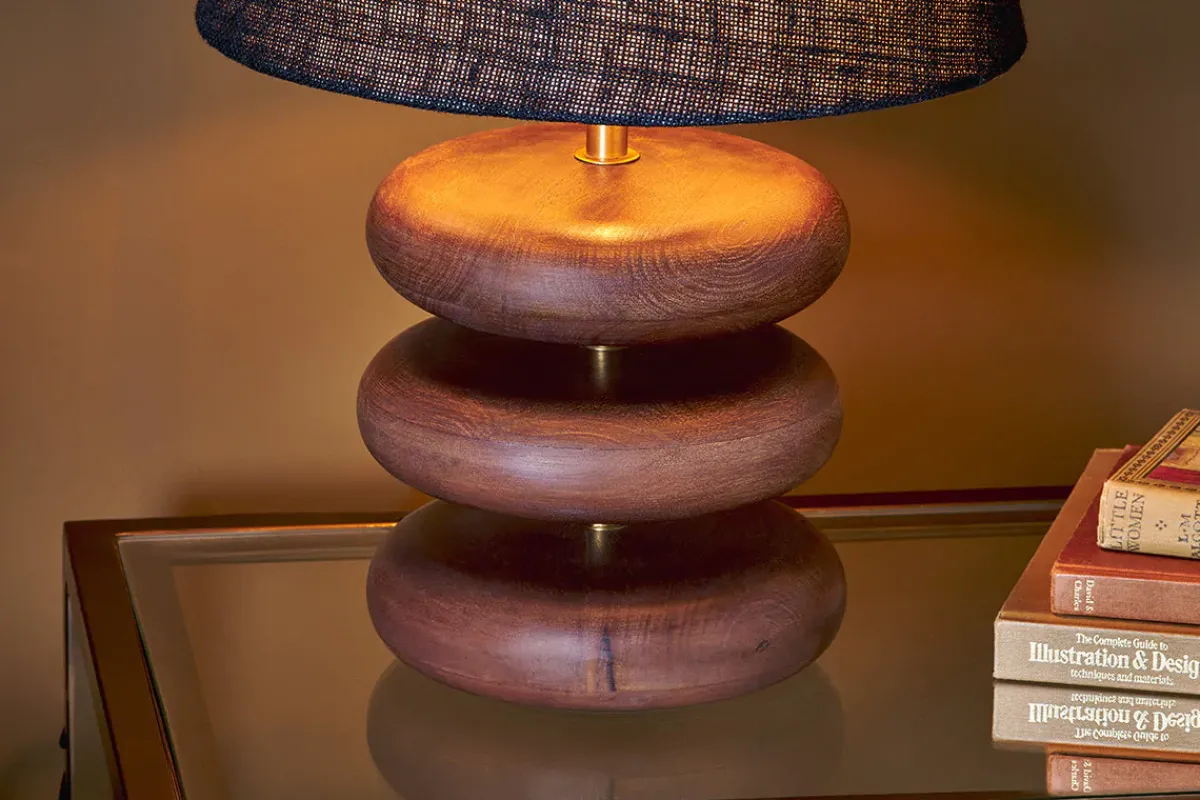 Bedside Lamps|Table Lamps^Nkuku Kankad Mango Wood Table Lamp - Dark Stain