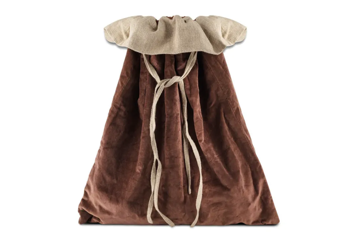 Winter Berries^Nkuku Karru Cotton Velvet Sack - Rich Mocha