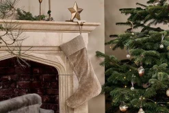 Bright Christmas^Nkuku Karru Cotton Velvet Stocking - Light Grey