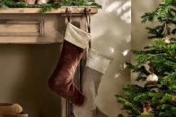 Winter Berries^Nkuku Karru Cotton Velvet Stocking - Rich Mocha