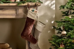 Winter Berries^Nkuku Karru Cotton Velvet Stocking - Rich Mocha