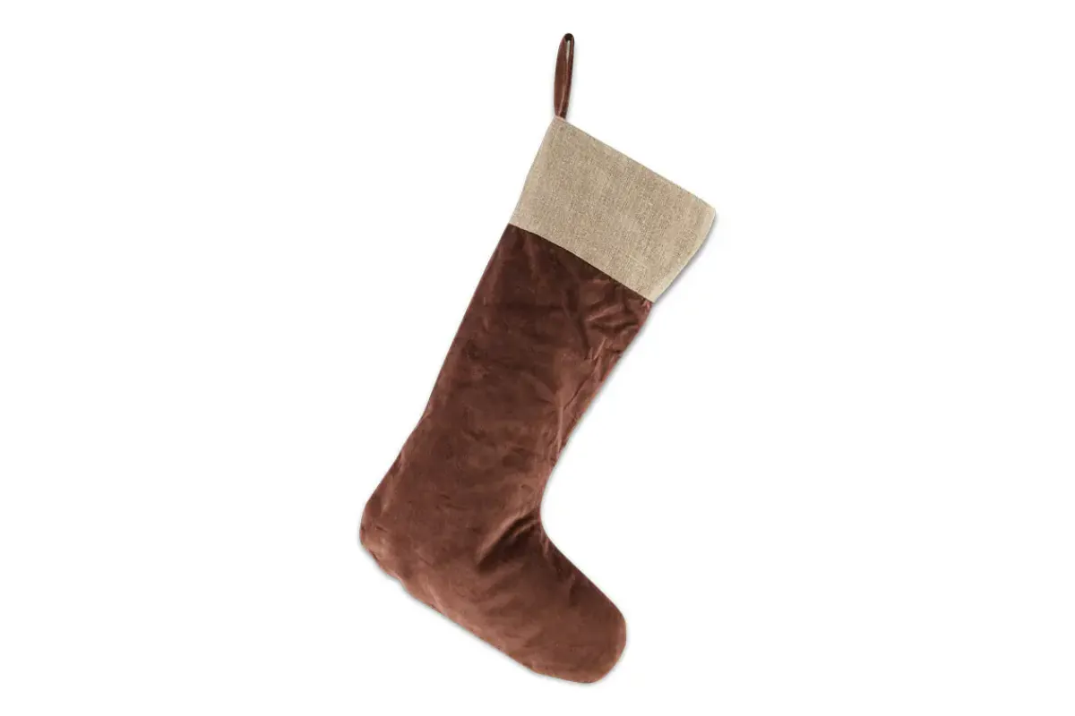 Winter Berries^Nkuku Karru Cotton Velvet Stocking - Rich Mocha