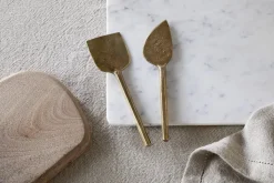Serving Cutlery|Cheese Board & Knives^Nkuku Kasa Cheese Knives - Antique Brass (Set of 2)