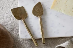 Serving Cutlery|Cheese Board & Knives^Nkuku Kasa Cheese Knives - Antique Brass (Set of 2)
