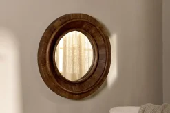 Round Mirrors|Wall Mirrors^Nkuku Kayia Acacia Wood Mirror - Walnut