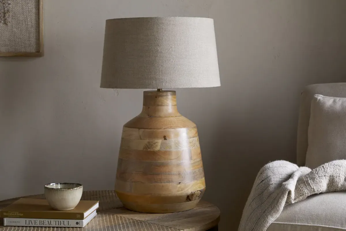 Bedside Lamps|Table Lamps^Nkuku Kayo Statement Table Lamp Mango Wood - Natural