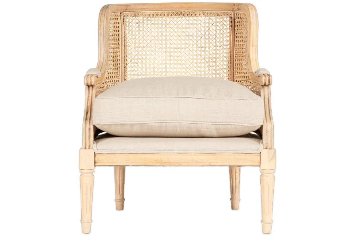 Living|Occasional Chairs^Nkuku Kaziria Cane & Linen Armchair - Natural