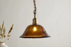 Pendant Lighting^Nkuku Keju Organic Shape Recycled Glass Pendant - Dark Amber