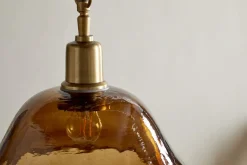 Pendant Lighting^Nkuku Keju Organic Shape Recycled Glass Pendant - Dark Amber