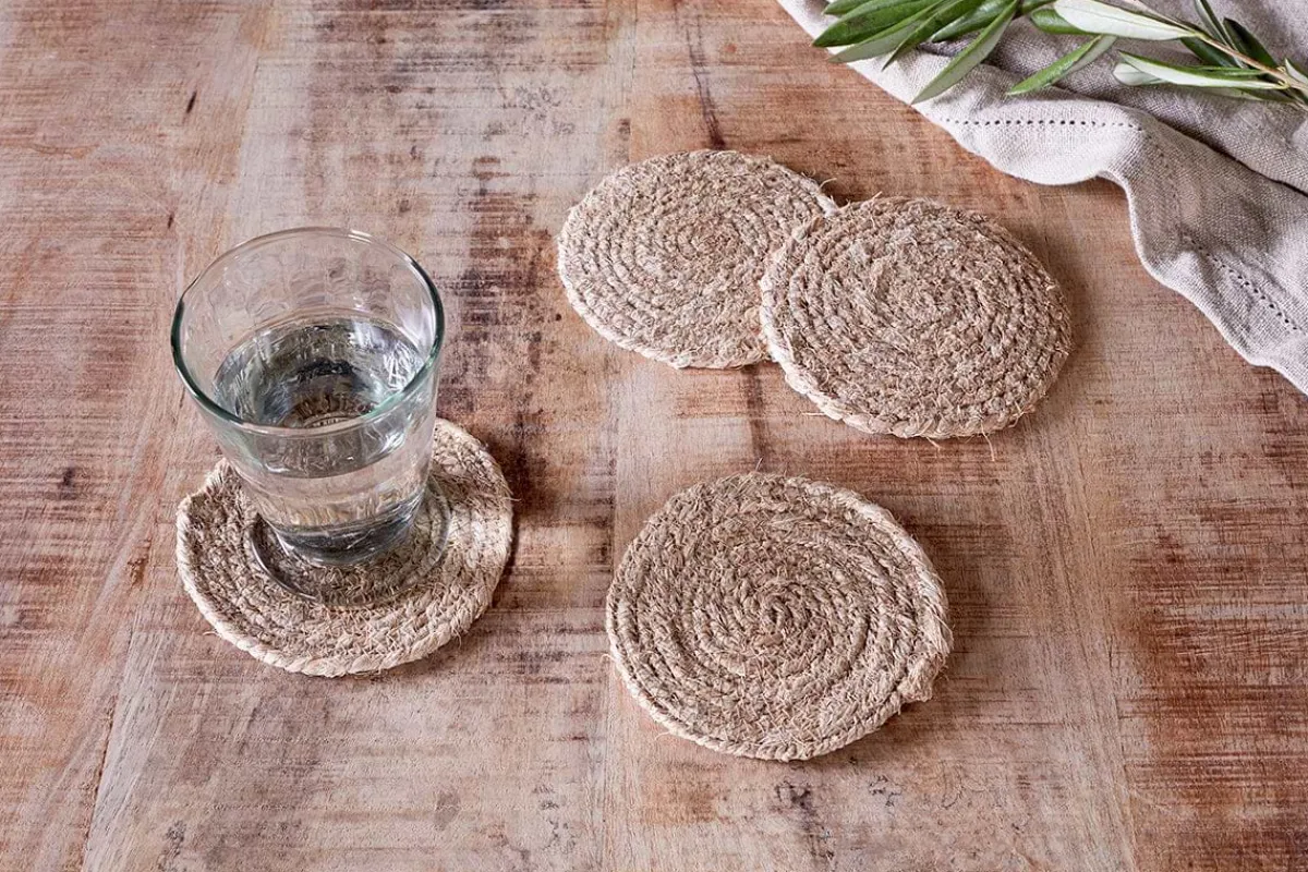 Table Settings & Linens^Nkuku Keso Woven Coasters - - (Set of 4) Natural