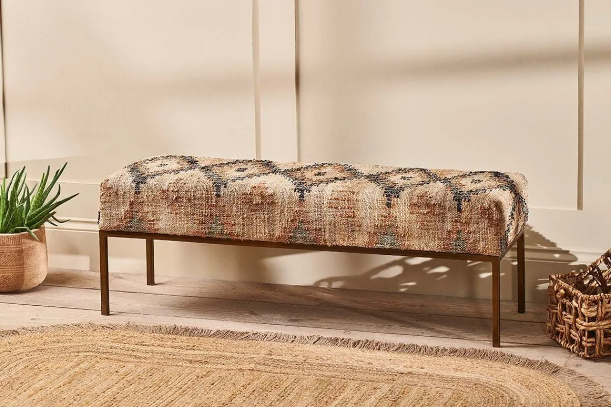 Hallway & Bootroom|Benches^Nkuku Kesu Kilim & Iron Bench