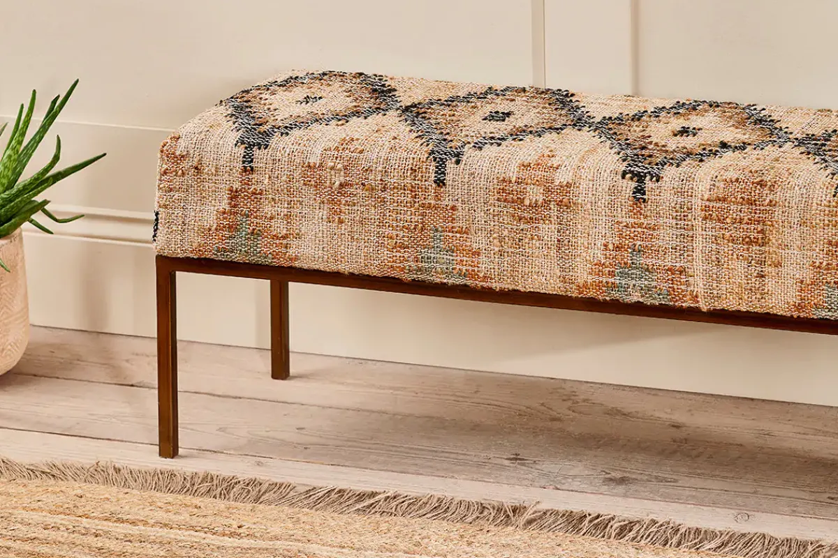 Hallway & Bootroom|Benches^Nkuku Kesu Kilim & Iron Bench