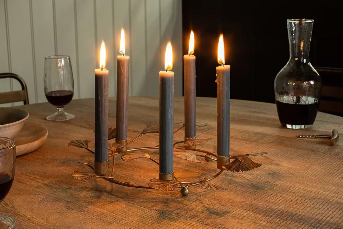 Decorative Home Accessories|Candle Holders^Nkuku Khamila Leaf Iron Candle Holder