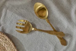 Serving Cutlery|Cutlery^Nkuku Khana Salad Servers - Brushed Gold (Set of 2)