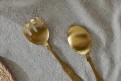 Serving Cutlery|Cutlery^Nkuku Khana Salad Servers - Brushed Gold (Set of 2)