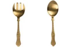 Serving Cutlery|Cutlery^Nkuku Khana Salad Servers - Brushed Gold (Set of 2)
