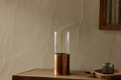 Decorative Home Accessories|Vases^Nkuku Khila Metal & Glass Vase - Clear & Antique Brass