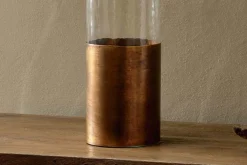 Decorative Home Accessories|Vases^Nkuku Khila Metal & Glass Vase - Clear & Antique Brass