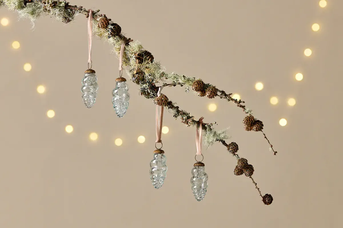 Baubles & Tree Decorations^Nkuku Khol Shell Baubles - Clear Antique - (Set of 4)