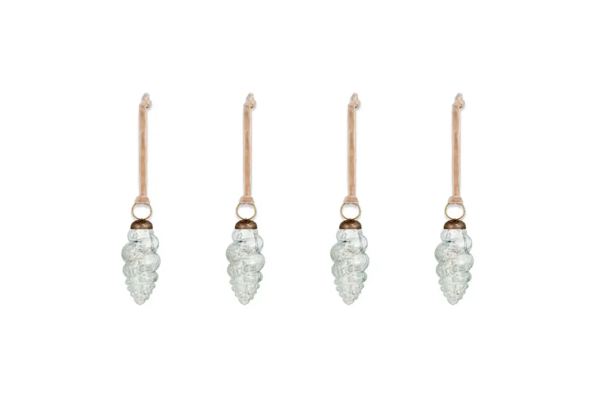 Baubles & Tree Decorations^Nkuku Khol Shell Baubles - Clear Antique - (Set of 4)