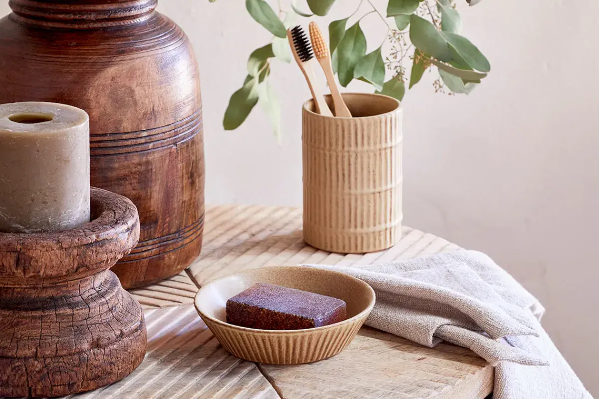 Bathroom Accessories^Nkuku Kiani Ceramic Soap Dish - Cream