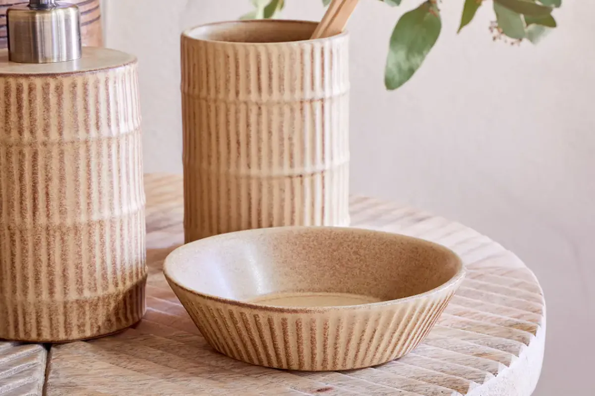 Bathroom Accessories^Nkuku Kiani Ceramic Soap Dish - Cream
