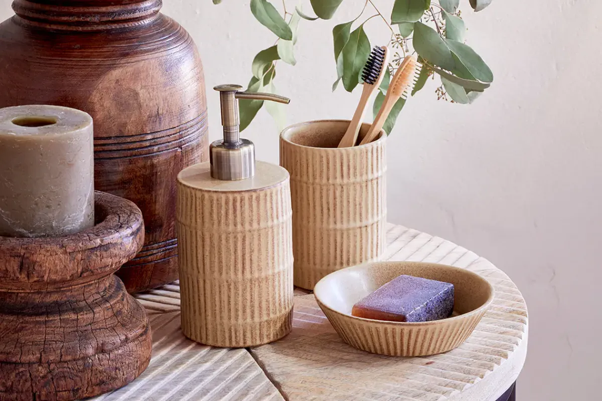 Bathroom Accessories^Nkuku Kiani Ceramic Soap Dish - Cream