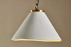 Pendant Lighting^Nkuku Kiara Organic Shape Ceramic Pendant Light - Off White & Antique Brass
