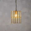 Statement Lighting|Pendant Lighting^Nkuku Kirindi Glass Panel Pendant - Antique Brass