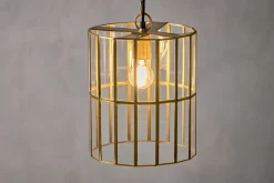 Statement Lighting|Pendant Lighting^Nkuku Kirindi Glass Panel Pendant - Antique Brass