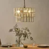 Statement Lighting|Pendant Lighting^Nkuku Kirindi Glass Panelled Chandelier - Clear & Antique Brass