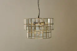 Statement Lighting|Pendant Lighting^Nkuku Kirindi Glass Panelled Chandelier - Clear & Antique Brass