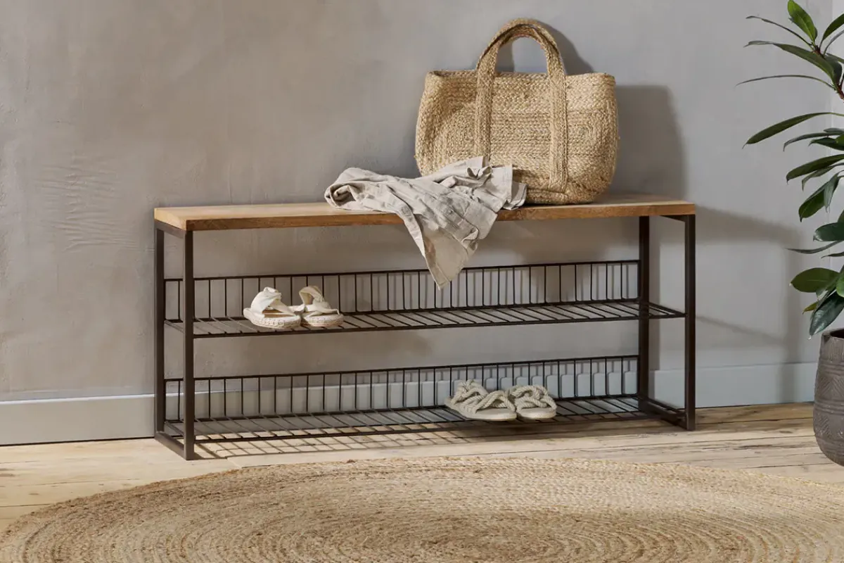 Home Office|Hallway & Bootroom^Nkuku Kiyoma Iron & Wood Low Standing Shelves - Natural