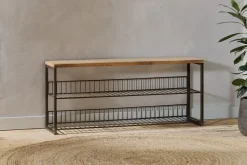 Home Office|Hallway & Bootroom^Nkuku Kiyoma Iron & Wood Low Standing Shelves  - Natural