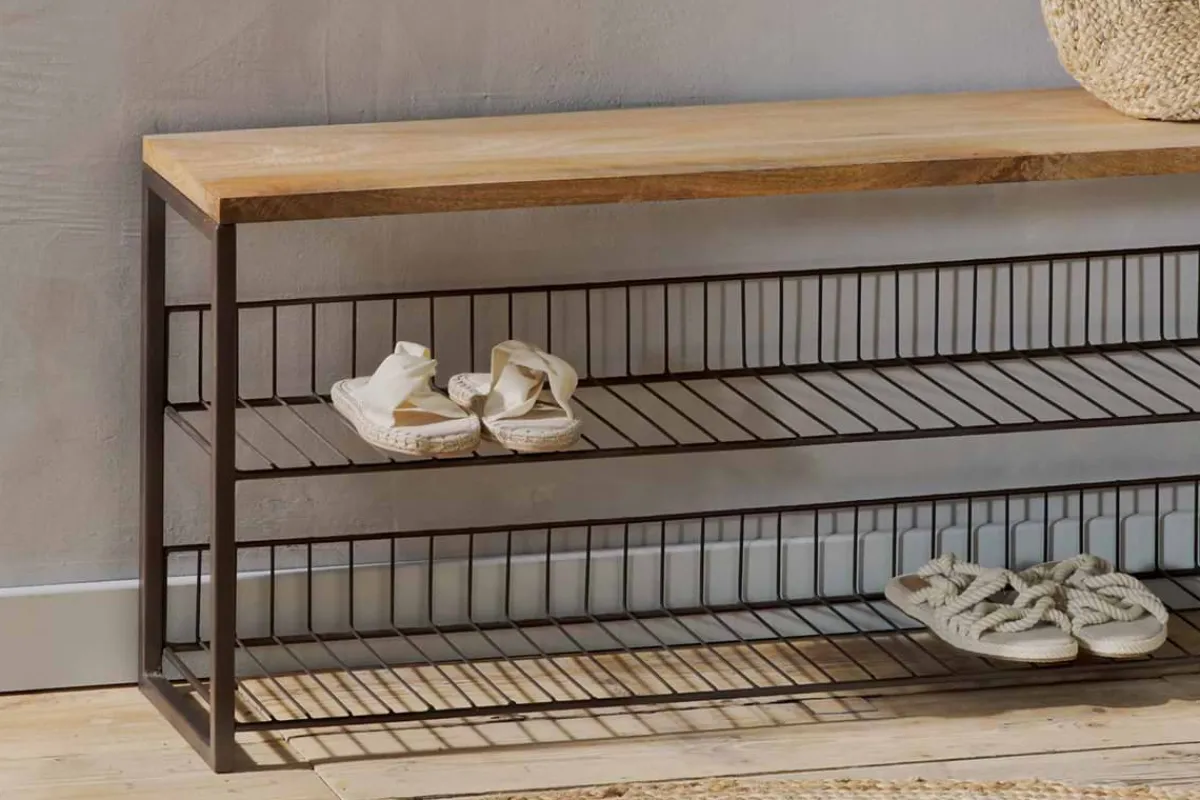 Home Office|Hallway & Bootroom^Nkuku Kiyoma Iron & Wood Low Standing Shelves - Natural