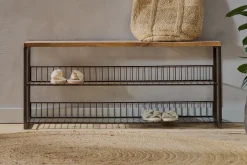 Home Office|Hallway & Bootroom^Nkuku Kiyoma Iron & Wood Low Standing Shelves - Natural