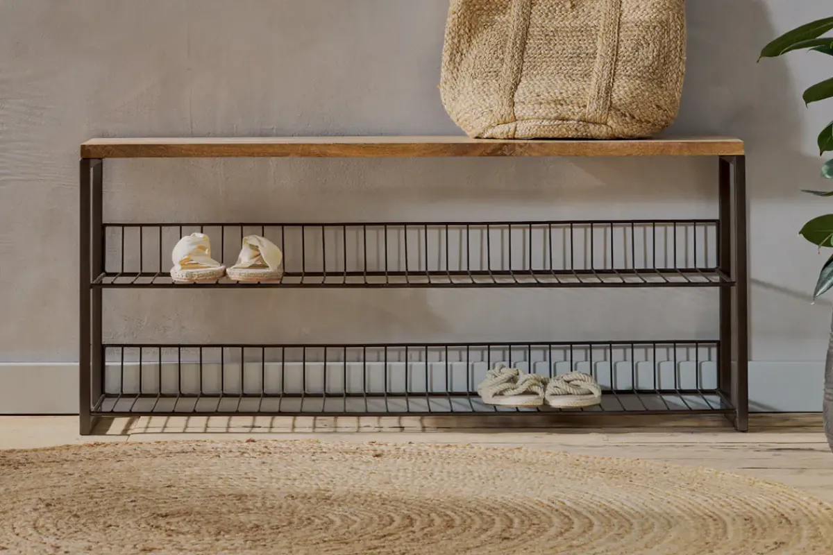 Home Office|Hallway & Bootroom^Nkuku Kiyoma Iron & Wood Low Standing Shelves - Natural