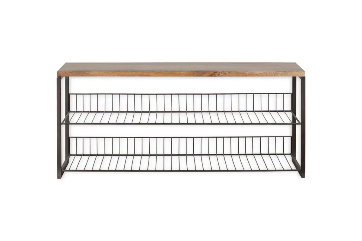 Home Office|Hallway & Bootroom^Nkuku Kiyoma Iron & Wood Low Standing Shelves - Natural
