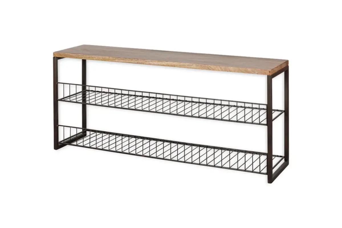 Home Office|Hallway & Bootroom^Nkuku Kiyoma Iron & Wood Low Standing Shelves - Natural