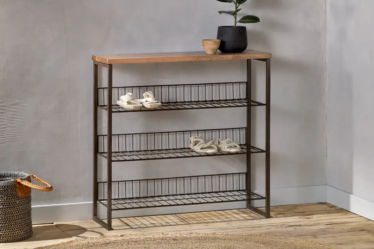 Home Office|Hallway & Bootroom^Nkuku Kiyoma Iron & Wood Tall Standing Shelves - Natural