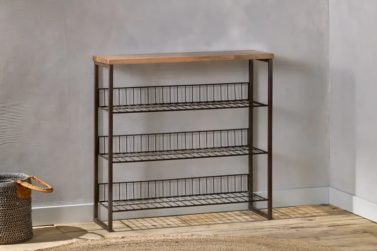 Home Office|Hallway & Bootroom^Nkuku Kiyoma Iron & Wood Tall Standing Shelves - Natural