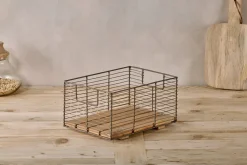 Baskets^Nkuku Kochi Iron & Mango Wood Baskets - Brown (Set of 2)