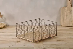 Baskets^Nkuku Kochi Iron & Mango Wood Baskets - Brown (Set of 2)