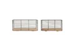 Baskets^Nkuku Kochi Iron & Mango Wood Baskets - Brown (Set of 2)