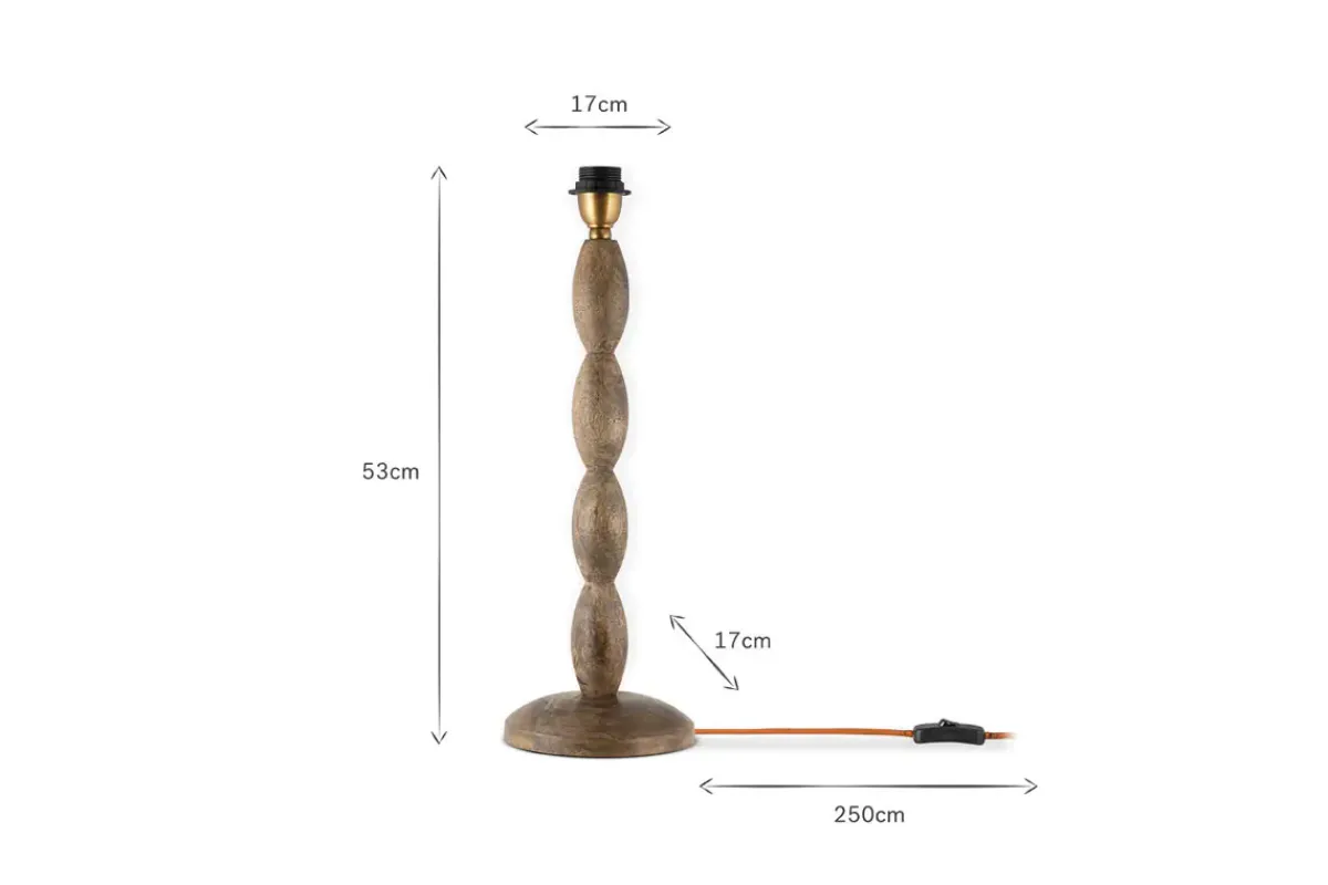 Bedside Lamps|Table Lamps^Nkuku Konali Mango Wood Table Lamp - Ash Stain
