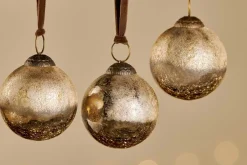 Christmas Table|Baubles & Tree Decorations^Nkuku Konara Baubles - Gold Crackle (Set of 4)