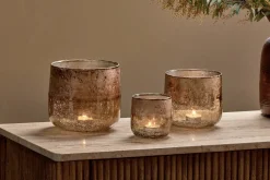 Decorative Home Accessories|Fireside^Nkuku Konara Glass Tealight Holder - Copper Smoke