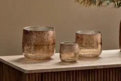 Decorative Home Accessories|Fireside^Nkuku Konara Glass Tealight Holder - Copper Smoke